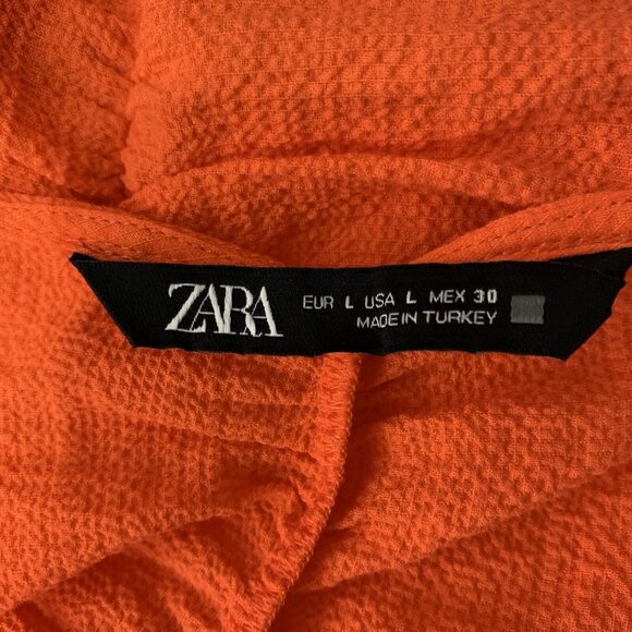 Zara Orange Bodysuit Large Tie Shoulder Slim Fit Summer Night Out - Picture 6 of 6